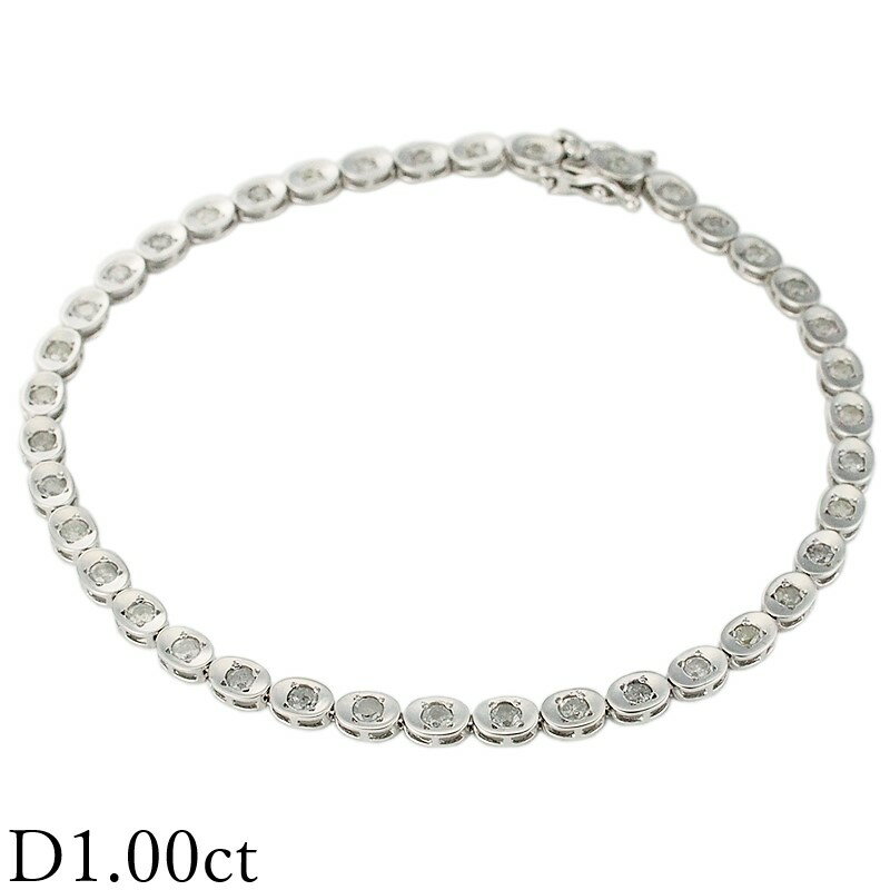 ダイヤモンド/1.00ct テニス ブレスレット K14WG【中古】【JS1688】