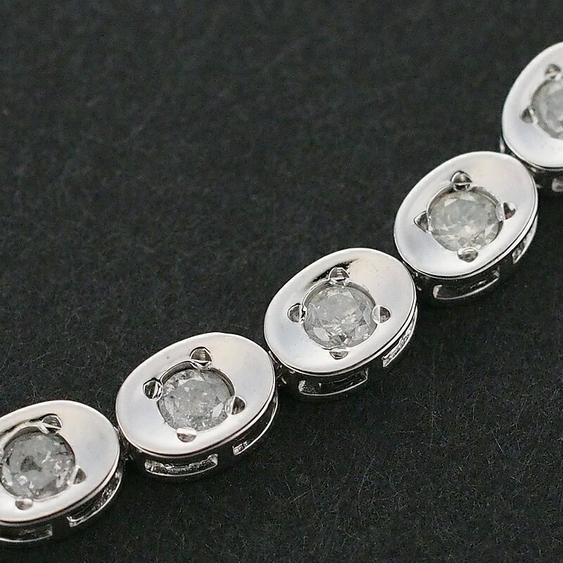 ダイヤモンド/1.00ct テニス ブレスレット K14WG【中古】【JS1688】