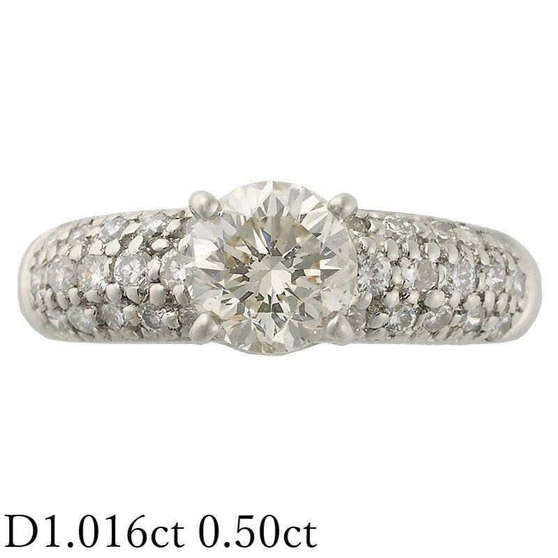 Rakuten - FB SI1 F ダイヤモンド/1.016ct ダイヤ/0.50ct リング Pt900 12号 ソーティング付【中古】【JS1728】