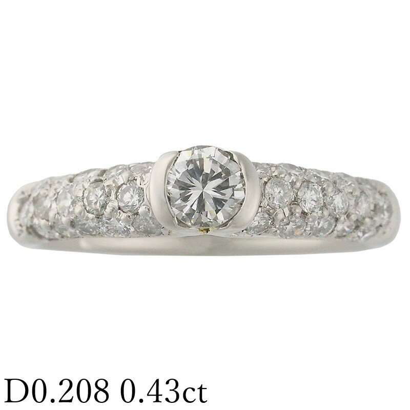 E VS2 F ダイヤモンド/0.208ct ダイヤ/0.43ct リング Pt900 11.5号 ソーティング付【中古】【JS1714】