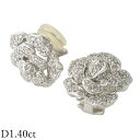 ダイヤモンド/1.40ct バラモチーフ イヤリング K14WG【中古】【JS1747】