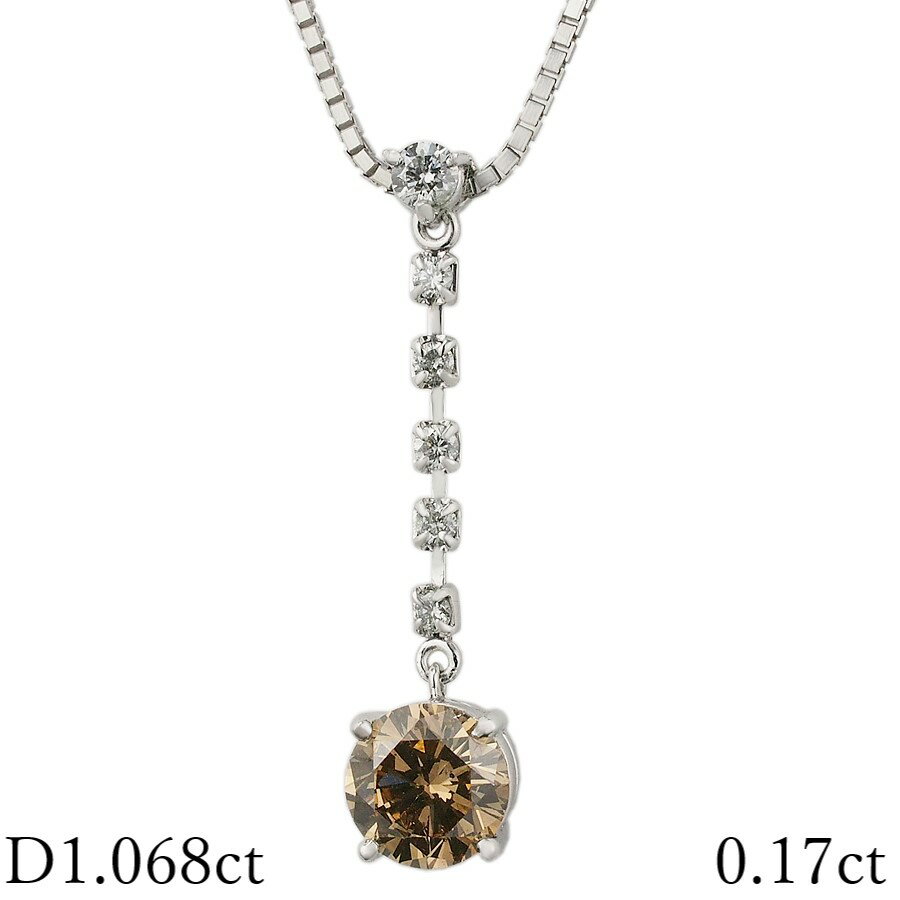 Rakuten - FB-SI2-G ダイヤモンド/1.068ct 0.17ct ネックレス K18WG 鑑定書付【中古】【JS1781】