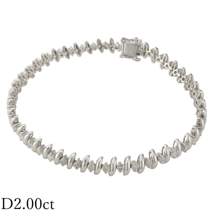 Rakuten - ダイヤモンド/2.00ct デザイン ブレスレット K18WG【中古】【JS1783】