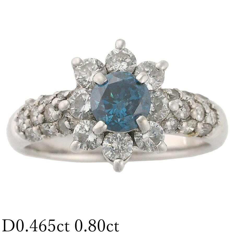 トリートダイヤモンド/0.465ct ダイヤ/0.80ct デザイン リング K18WG 10号【中古】【JS1788】