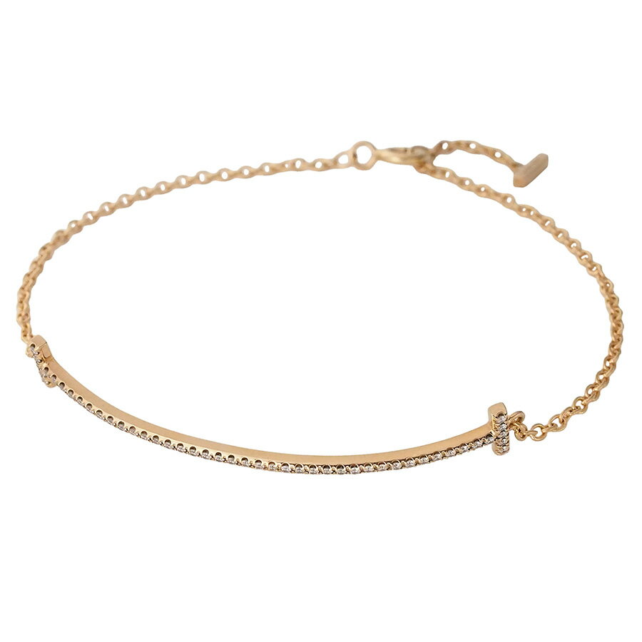 ティファニー ダイヤモンド Tスマイル ブレスレット K18PG【中古】【JS1825】