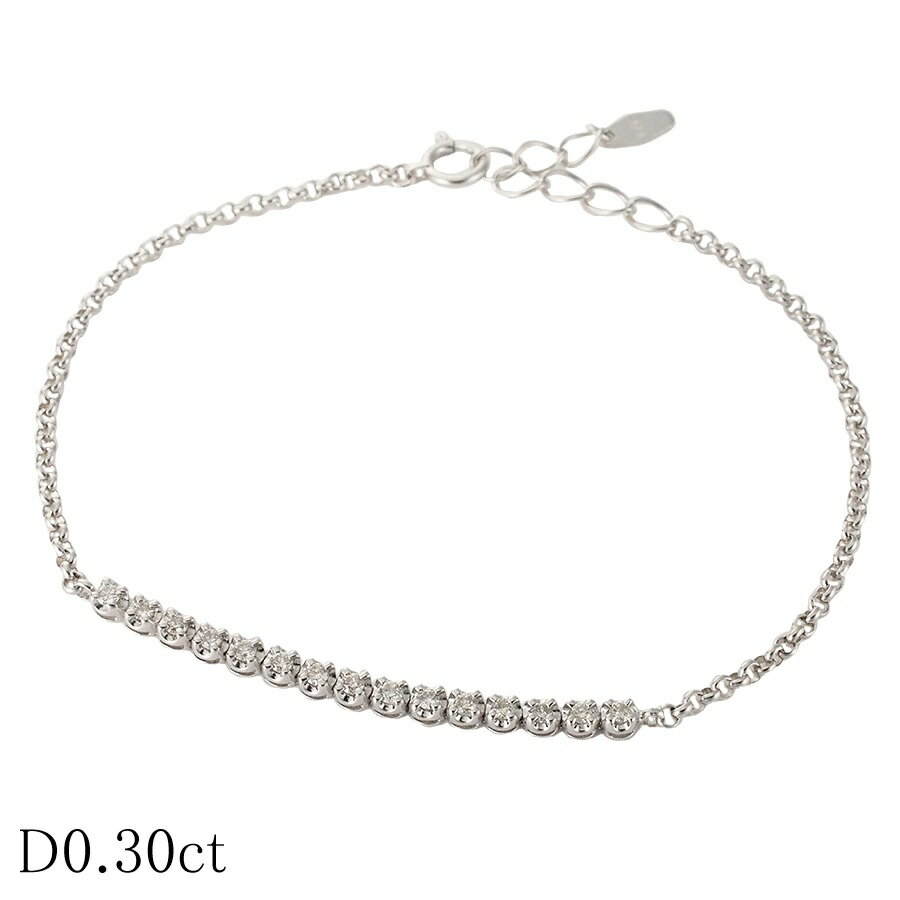 Rakuten - 15P ダイヤモンド/0.30ct ブレスレット K18WG【中古】【JS1803】