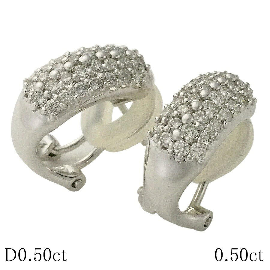 Rakuten - ダイヤモンド/0.50ct 0.50ct フープ ピアス Pt900 K18WG【中古】【JS1816】