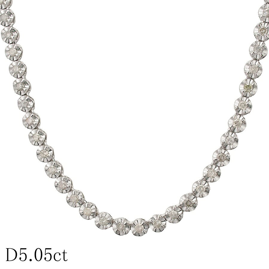 乐天商城 - ダイヤモンド/5.05ct テニス ネックレス K18WG【中古】【JS1802】