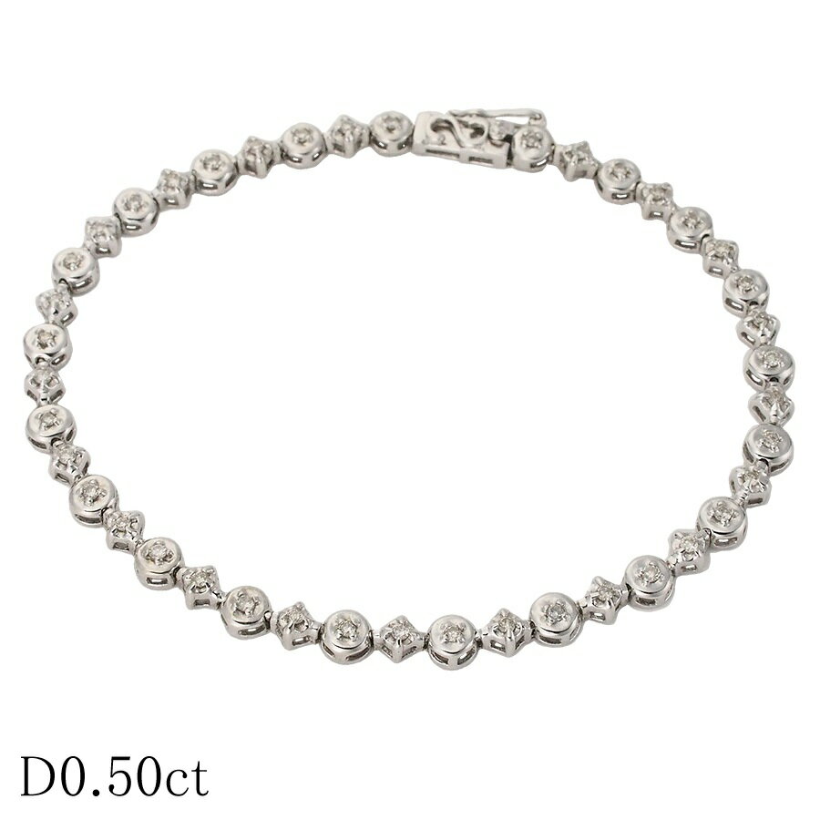 Rakuten - ダイヤモンド/0.50ct デザイン ブレスレット K18WG【中古】【JS1802】