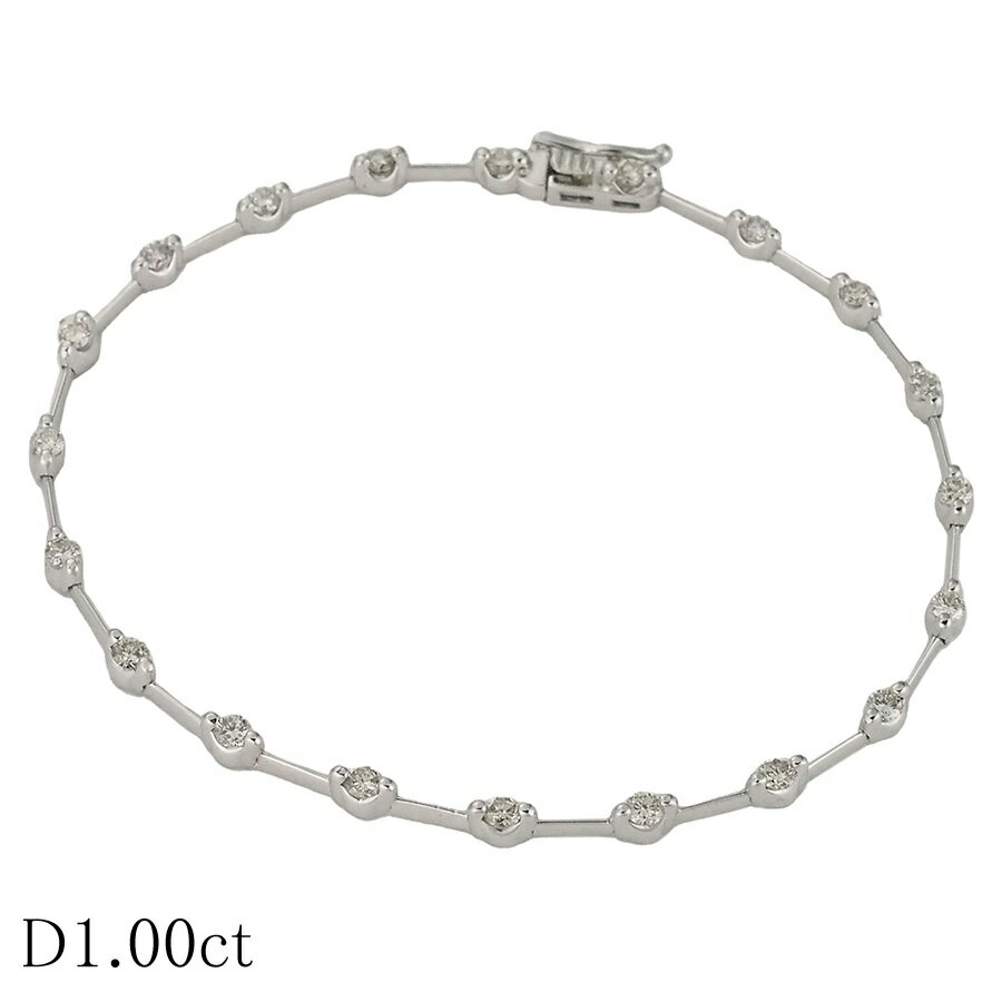 ダイヤモンド/1.00ct デザイン ブレスレット K18WG【中古】【JS1822】