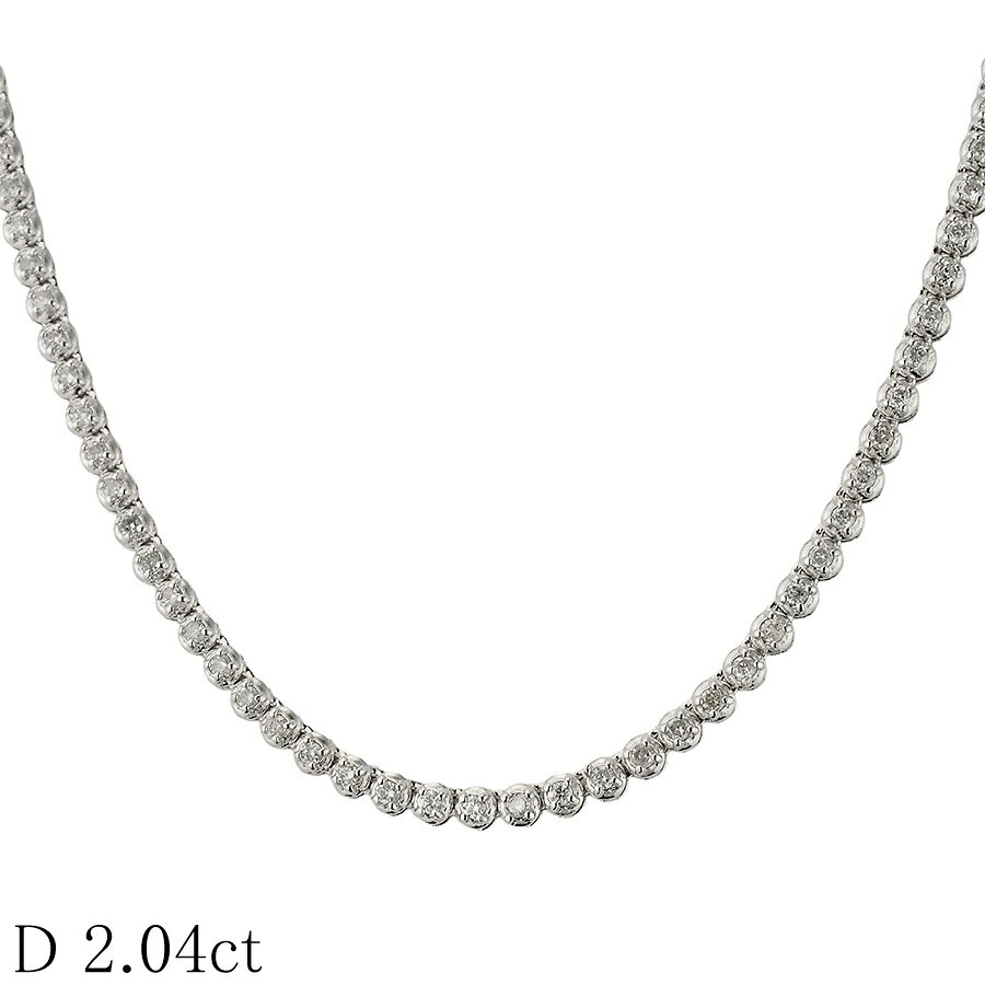樂天商城 - ダイヤモンド/2.04ct テニス ネックレス K18WG【中古】【JS1830】