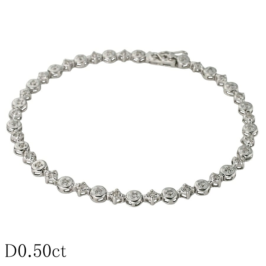 乐天商城 - ダイヤモンド/0.50ct テニス ブレスレット K18WG【中古】【JS1834】