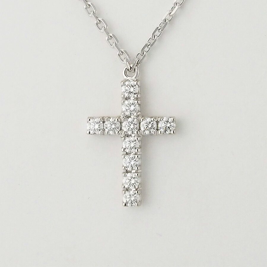 カルティエ ダイヤモンド シンボルクロス ネックレス K18WG 国内正規 証明書付【中...
