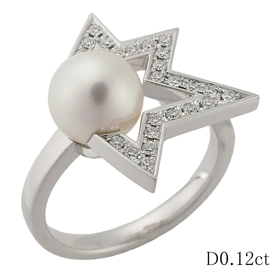 Rakuten - タサキ ダイヤモンド/0.12ct あこや真珠 コメット プラス リング K18WG 12号【中古】【JS1834】