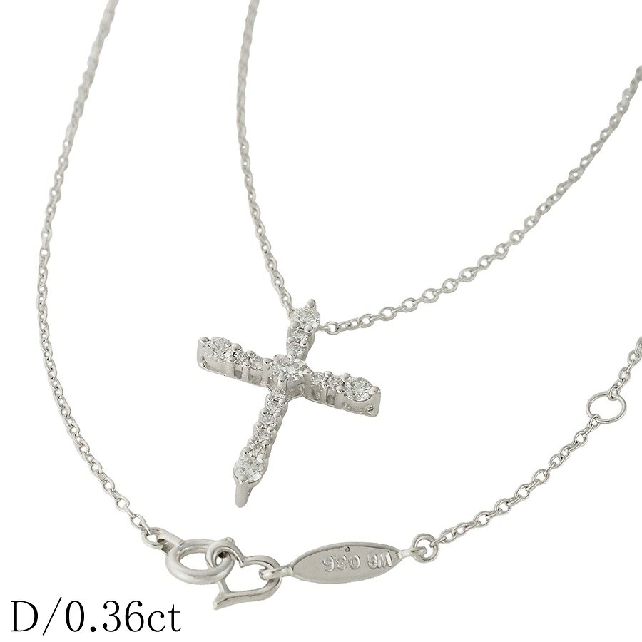 乐天商城 - アーカー ダイヤモンド/0.36ct クロスモチーフ ネックレス K18WG【中古】【JS1841】