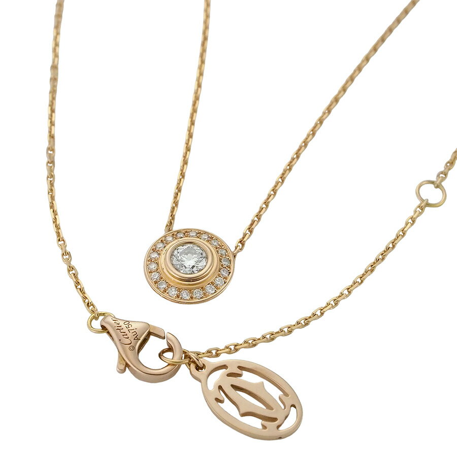 カルティエ E-VVS1-E ダイヤモンド ダムール ネックレス K18PG 箱付 証明書付(国内正規)・鑑定書付【中古】【JS1867】