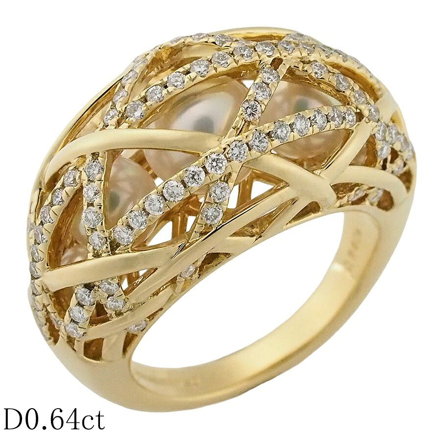 Rakuten - ミキモト パール ダイヤモンド リング 0.64ct K18YG #13 箱付【中古】【JS1852】
