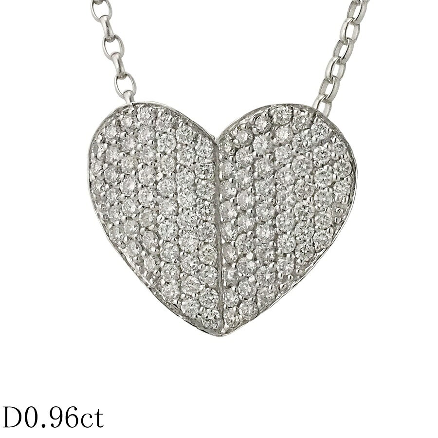 Rakuten - ポンテヴェキオ ダイヤモンド/0.96ct ハートモチーフ ネックレス K18WG【中古】【JS1857】