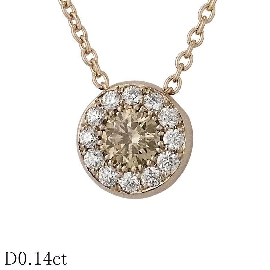 Rakuten - カシケイ ブラウンダイヤモンド/0.14ct サイドダイヤ/0.07ct モア ネックレス K18YG K18WG【中古】【JS1837】
