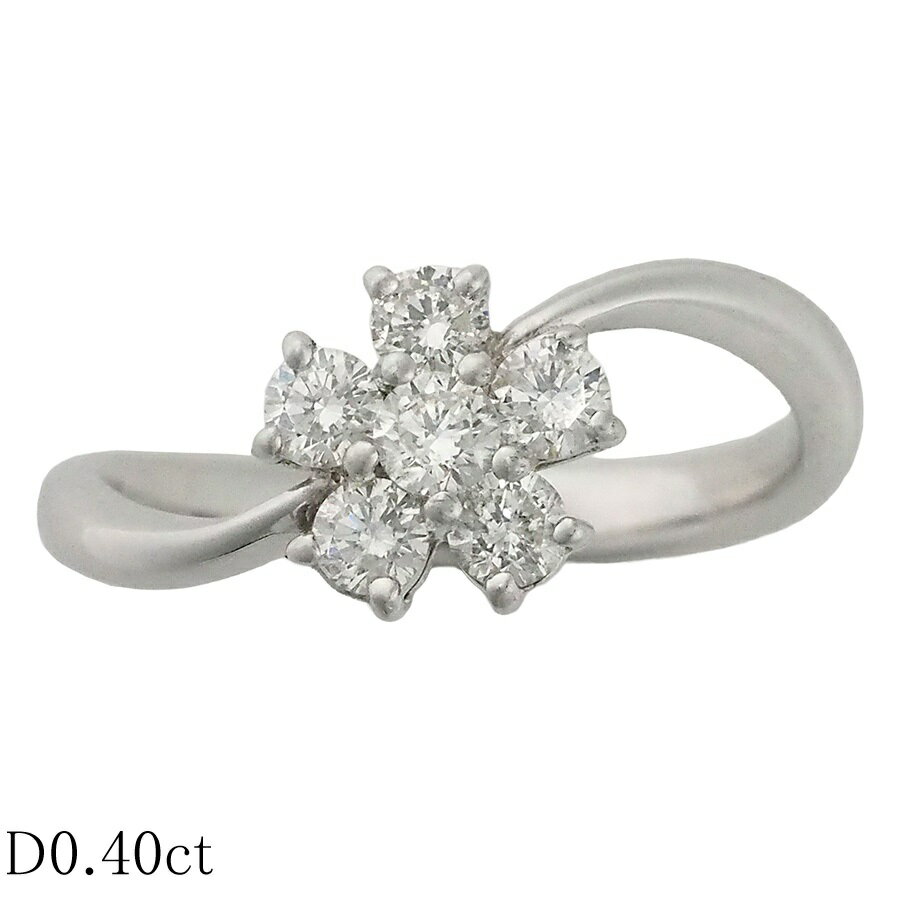 乐天商城 - ダイヤモンド/0.40ct フラワーモチーフ リング K18WG 11号【中古】【JS1850】