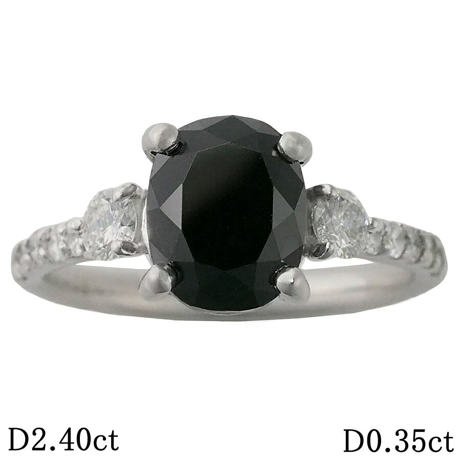 Rakuten - ブラックダイヤモンド/2.40ct ダイヤ/0.35ct デザイン リング K18WG 12号【中古】【JS1858】