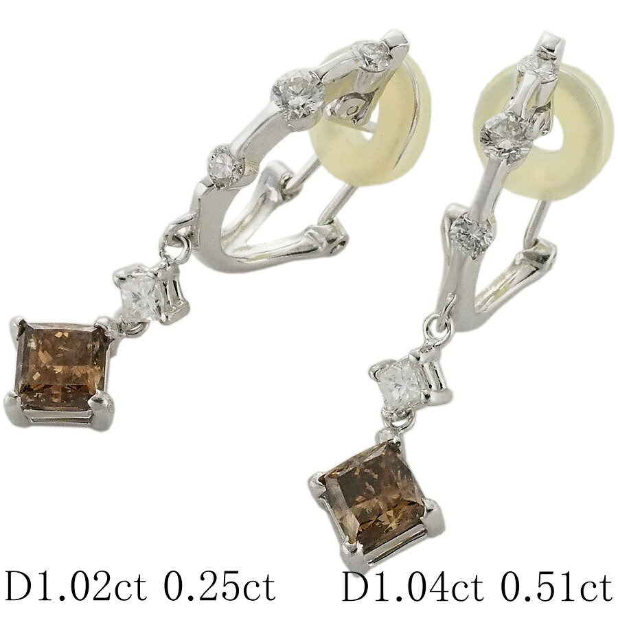 乐天商城 - ダイヤモンド/1.02ct 1.04ct ダイヤ/0.25ct 0.51ct デザイン イヤリング K18WG【中古】【JS1844】