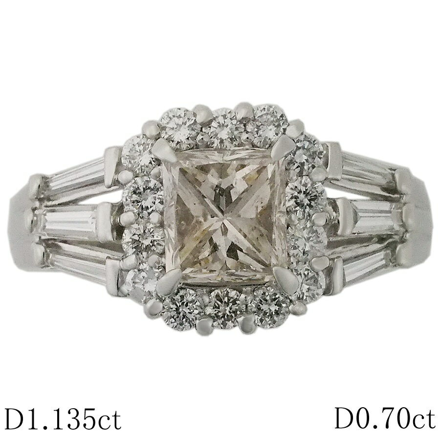 乐天商城 - ダイヤモンド/1.135ct ダイヤ/0.70ct デザイン リング Pt900 12号【中古】【JS1847】