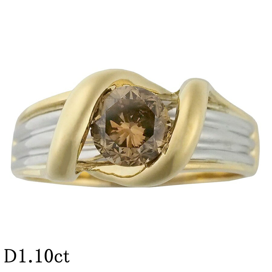 Rakuten - 一粒ダイヤモンド/1.10ct リング K18YG Pt900 19.5号【中古】【JS1865】