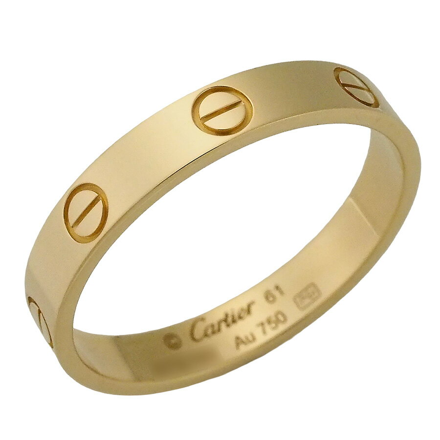 カルティエ LOVEリング スモールモデル リング K18YG ＃61 国内正規 箱・証明書付【中古】【JS1860】