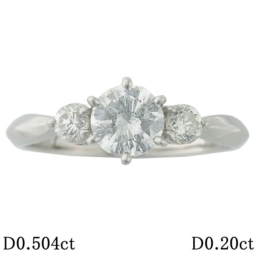ダイヤモンド/0.504ct ダイヤ/0.20ct デザイン リング Pt900 12号【中古】【JS1867】
