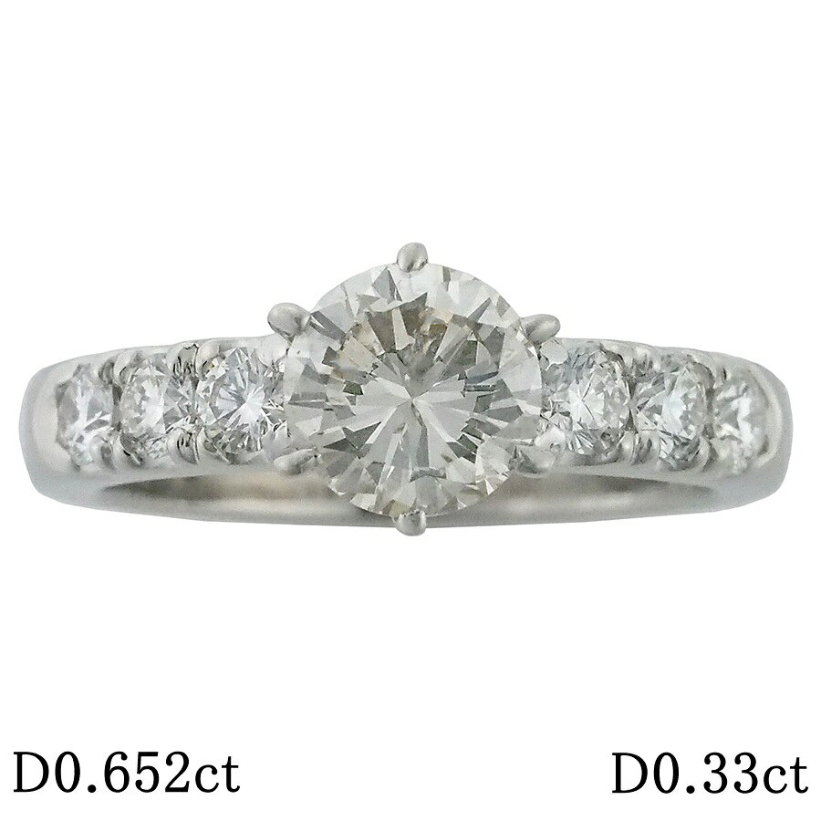 Rakuten - M-I1-G ダイヤモンド/0.652ct ダイヤ/0.33ct デザイン リング Pt900 6.5号 ソーティング付【中古】【JS1868】