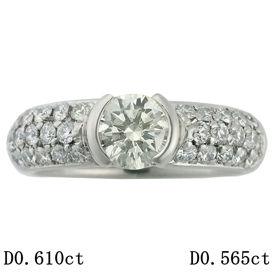 樂天商城 - VLY-VS2-VG ダイヤモンド/0.610ct ダイヤ/0.565ct デザイン リング Pt900 11号 ソーティング付【中古】【JS1876】