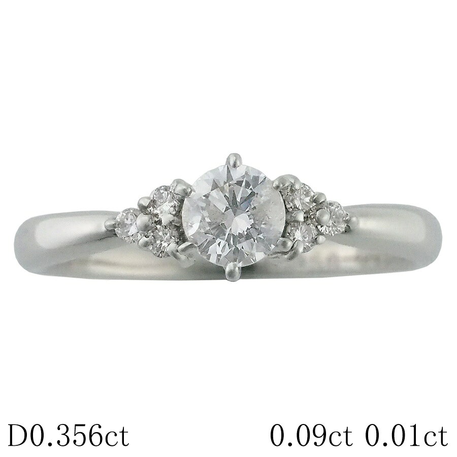 Rakuten - F-I1-G ダイヤモンド/0.356ct ダイヤ/0.09ct 0.01ct デザイン リング Pt900 14.5号 ソーティング付【中古】【JS1877】