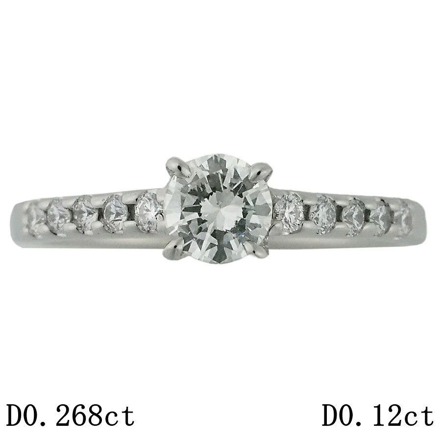 Rakuten - J-SI2-G ダイヤモンド/0.268ct ダイヤ/0.12ct リング Pt950 7.5号 ソーティング付【中古】【JS1893】