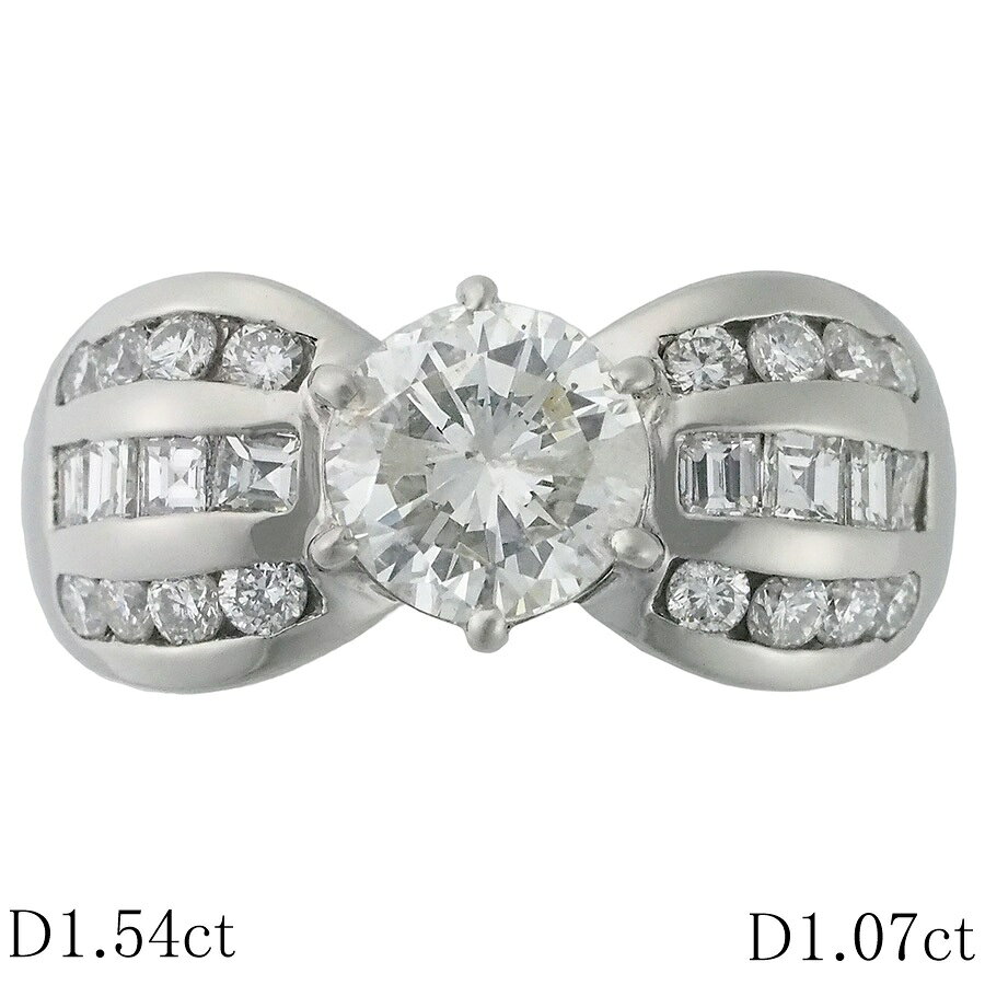 Rakuten - ダイヤモンド/1.54ct ダイヤ/1.07ct リング Pt900 18号【中古】【JS1892】