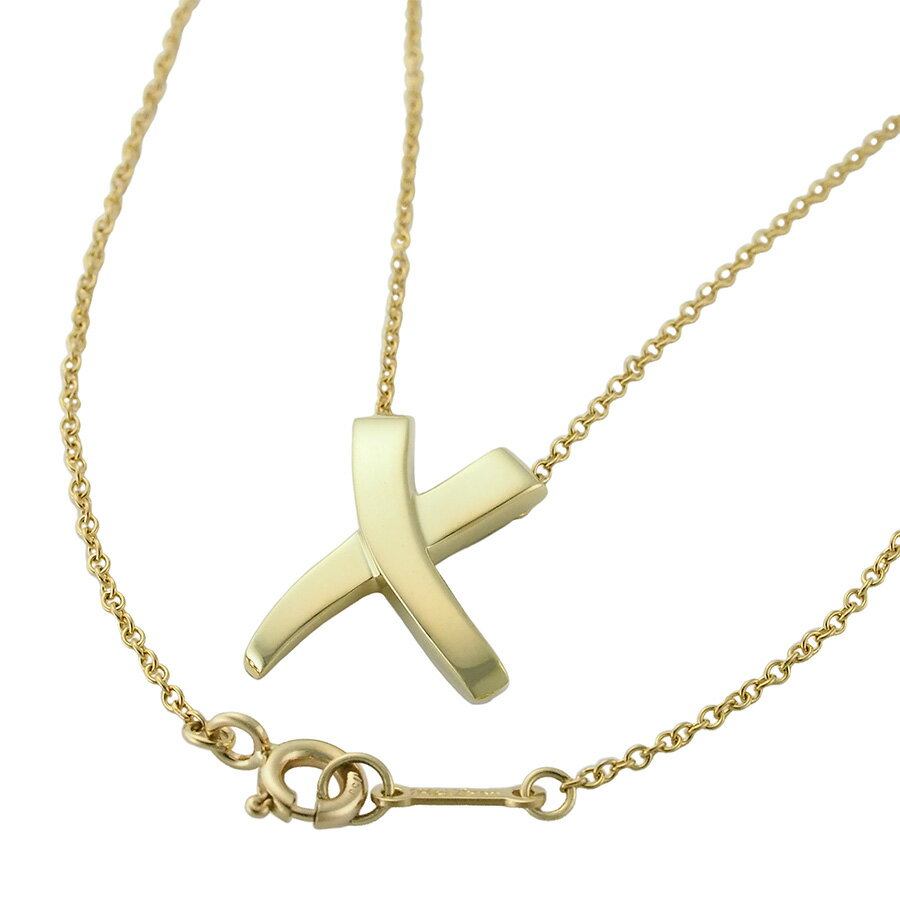 ティファニー キス ネックレス K18YG 箱付【中古】【JS1874】