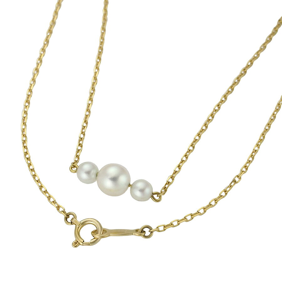 Rakuten - ミキモト 3パール ネックレス K18YG【中古】【JS1889】