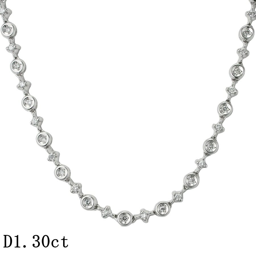 Rakuten - ダイヤモンド/1.30ct デザイン ネックレス K18WG【中古】【JS1879】