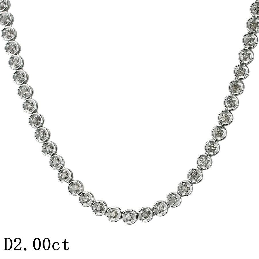 乐天商城 - ダイヤモンド/2.00ct テニス ネックレス K18WG【中古】【JS1879】