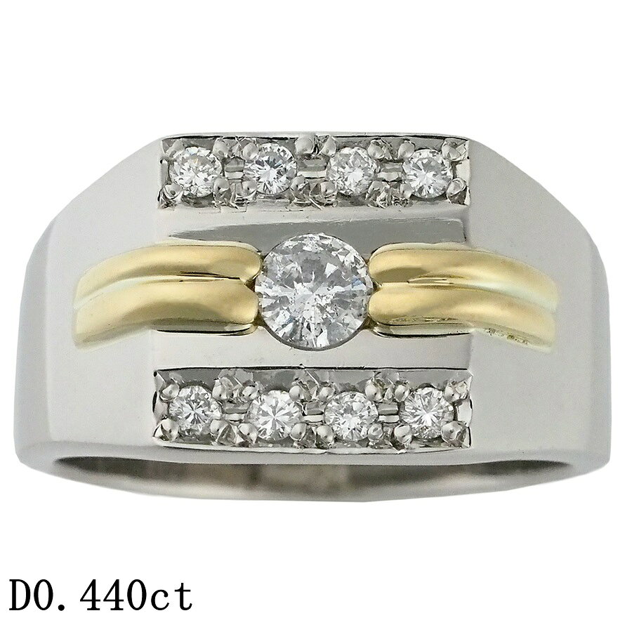 Rakuten - ダイヤモンド/0.440ct 印台 メンズ リング Pt900 K18YG 22号【中古】【JS1874】