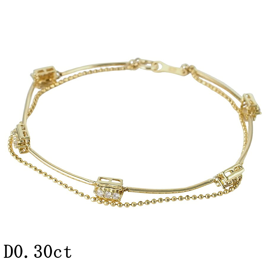 Rakuten - ダイヤモンド/0.30ct デザイン ブレスレット K18YG【中古】【JS1875】