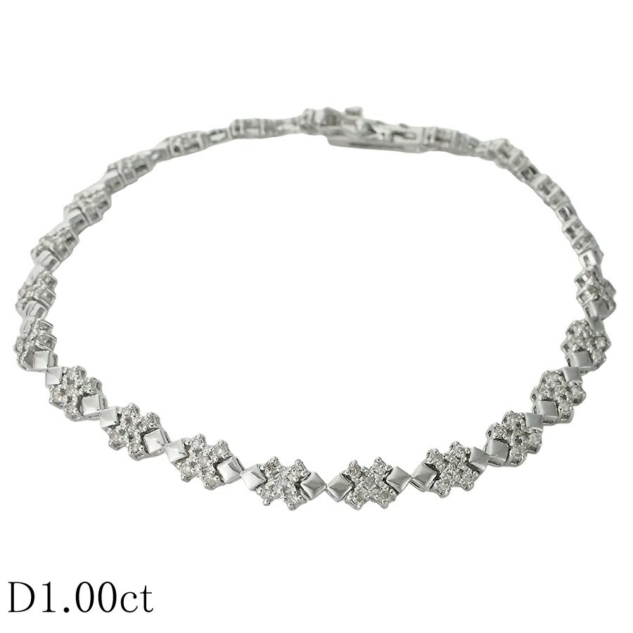 Rakuten - ダイヤモンド/1.00ct デザイン ブレスレット K18WG【中古】【JS1882】
