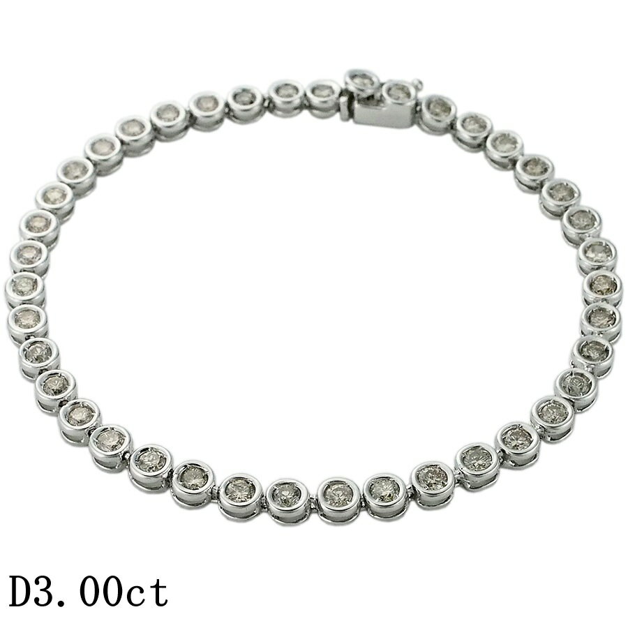 乐天商城 - ダイヤモンド/3.00ct テニス ブレスレット K18WG【中古】【JS1896】