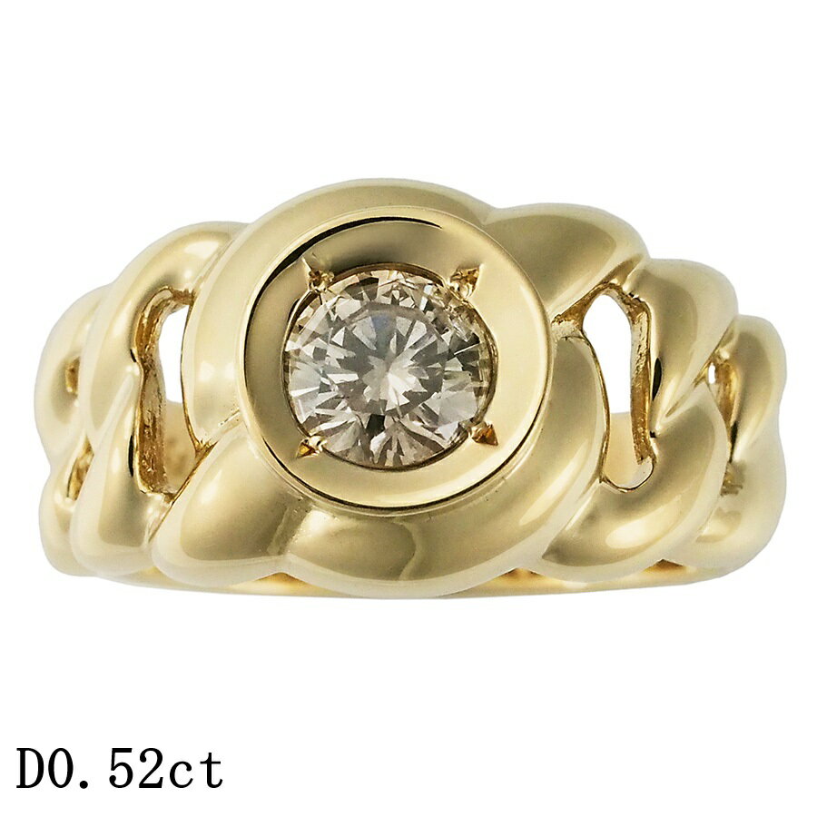 Rakuten - 1粒ダイヤモンド/0.52ct デザイン リング K18YG 14号【中古】【JS1899】