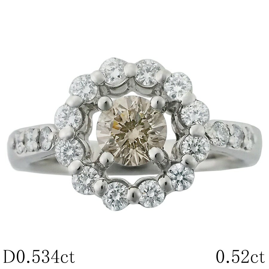 Rakuten - ダイヤモンド/0.534ct ダイヤ/0.52ct フラワーモチーフ リング Pt900 13.5号【中古】【JS1901】