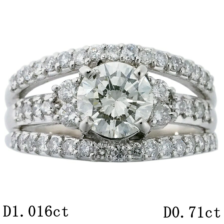 Rakuten - L-SI2-G ダイヤモンド/1.016ct ダイヤ/0.71ct デザイン リング Pt900 16号 ソーティング付【中古】【JS1917】