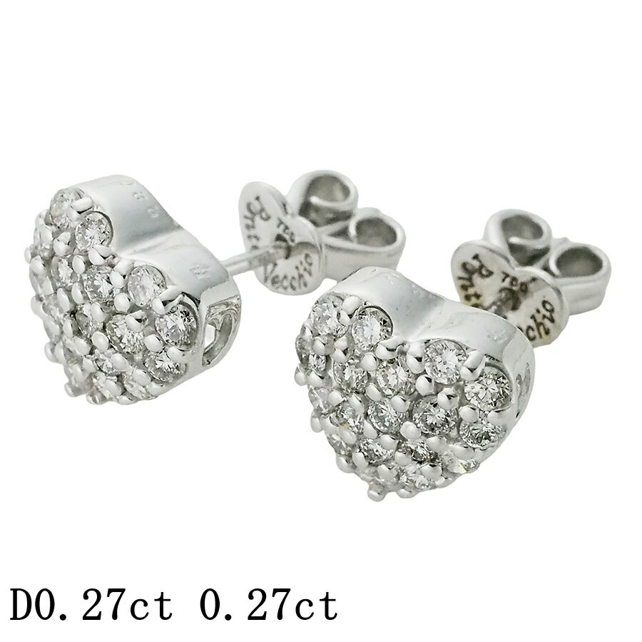 樂天商城 - ポンテヴェキオ ダイヤモンド/0.27ct×2 パヴェハート ピアス K18WG【中古】【JS1923】