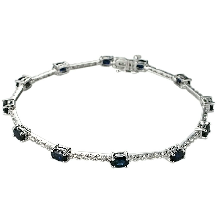 乐天商城 - サファイア ダイヤモンド ブレスレット K14WG【中古】【JS1917】