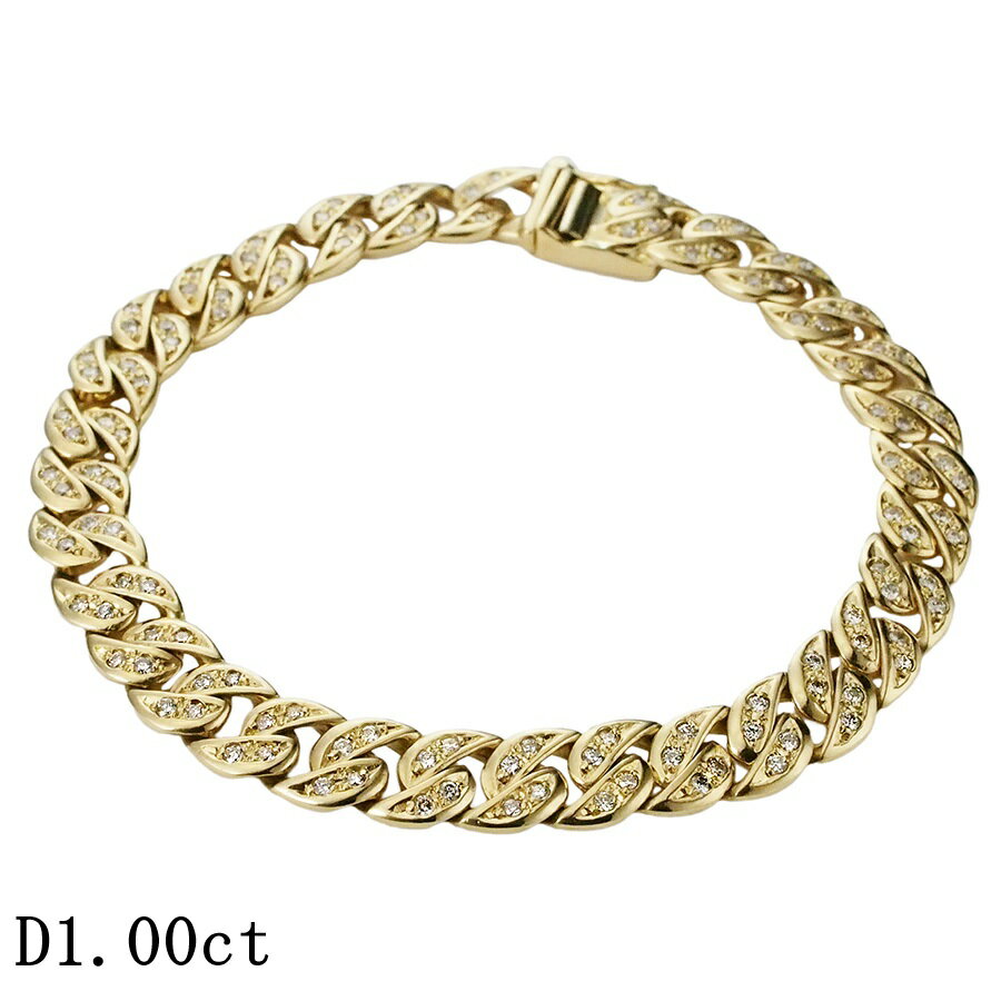 Rakuten - ダイヤモンド/1.00ct チェーンデザイン ブレスレット K18YG【中古】【JS1919】
