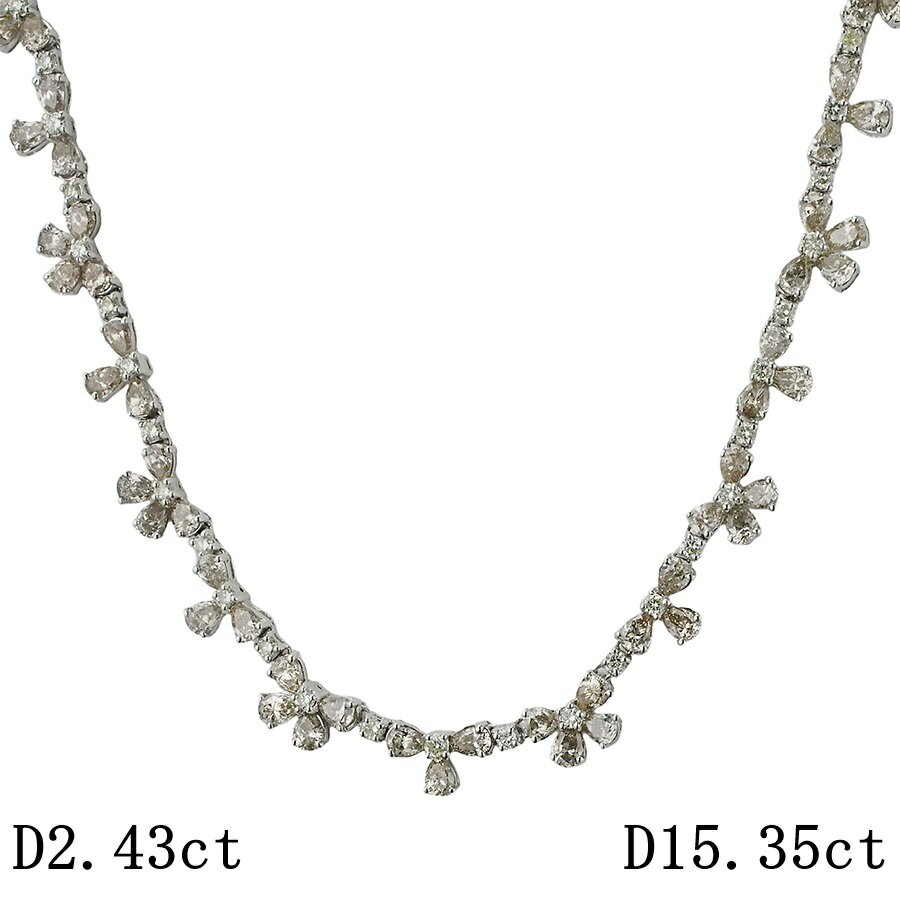 乐天商城 - ダイヤモンド/2.43ct ダイヤ/15.35ct デザイン ネックレス K18WG【中古】【JS1913】